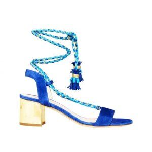 kate spade blue suede shoes sandals rope tassel tie sz 6.5